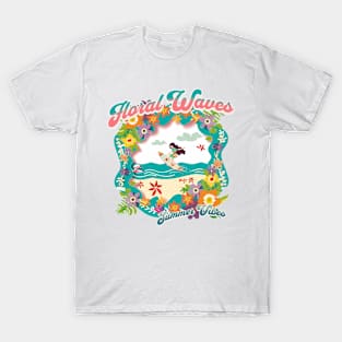 Tropical Surf Dream - Floral Waves T-Shirt